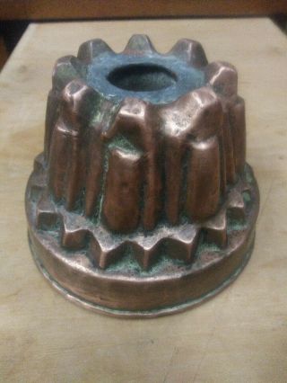 Antique Copper Jelly Mold Art Deco Architectural Vtg Victorian Pudding