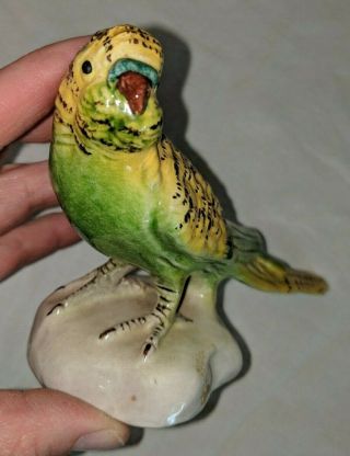 Antique Italian Glazed Terra Cotta Parakeet Budgie Parrot Bird