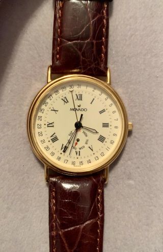Vintage Esq Movado 87 - 06 - 885 K Calendar Day/date 33mm Wrist Watch With Case