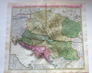 Hongrie Dalmatie Croatie Serbie Bosnie Albanie Vintage Map Circa 1720 Homann
