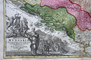 Dalmatie Croatie Serbie Bosnie Albanie Vintage Map circa 1720 HOMANN 2