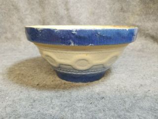 Blue & White Rings Salt Glazed Stoneware Bowl,  8 1/2 " X 4 "