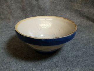 Blue & White Rings Salt Glazed Stoneware Bowl,  8 1/2 
