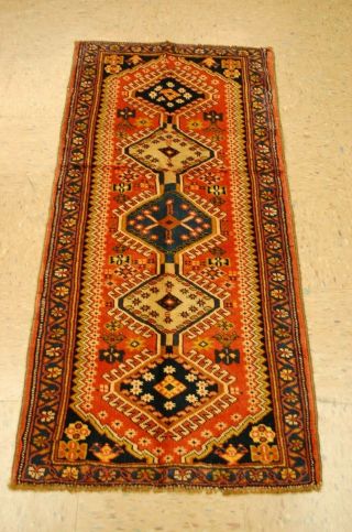 C1930s Antique All Wool Prsian Qshkai Rug 2x4.  10 Authentic Rugs At