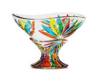 Murano Glass Starburst Compote Bowl,  Made In Italy