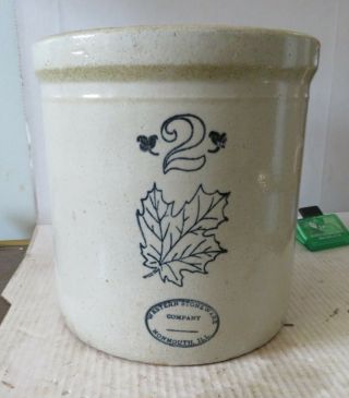 Vintage Western Stoneware 2 Gallon Crock Monmouth Ill