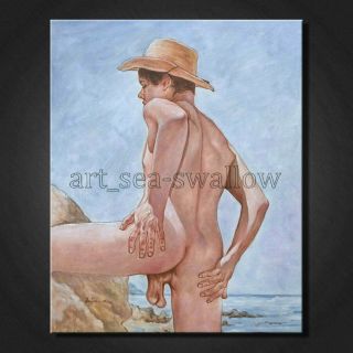 Oil Painting Art Young Nude Male Hand - Painted On Canvas 20x16 Inch 116