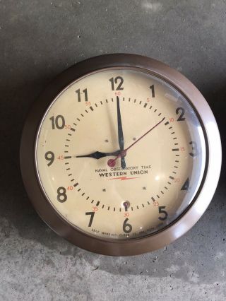 Vintage Self - Winding Clock Naval Observatory Time Western Union Clock