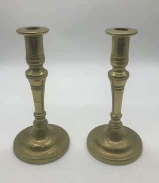 Pair (2) Antique French Empire Gilt Bronze Candlesticks Holder Old 19th Century