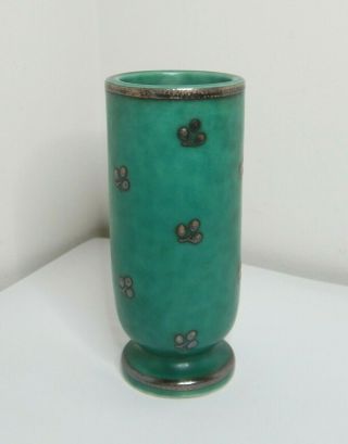 Vintage Swedish Silver Inlaid Pottery Vase By Gustavsberg - Argenta 1029 1