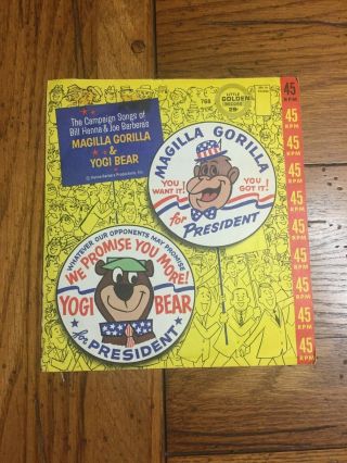 Rare Magilla Gorilla For President Vs Yogi Bear 45 Hanna Barbera Campaign Songs