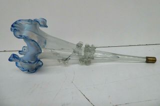 Antique Vaseline Glass Epergne Trumpet Ruffled Top