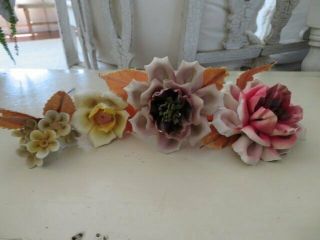 9 Gorgeous Old Vintage Porcelain Bisque Roses & Flowers For Display Pink Yellow