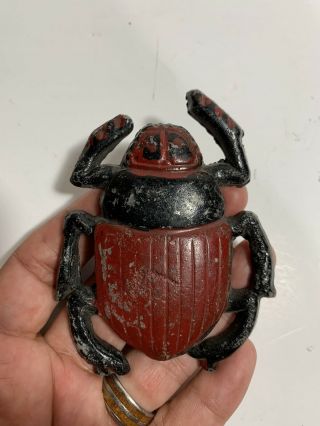 Unusual Antique American Folk Art Cast Iron Insect Bug Beetle Paperweight