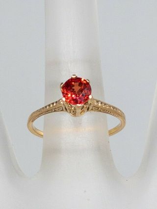 Antique Edwardian 1900s $2400 1.  25ct Natural Padparadscha Sapphire 14k Gold Ring