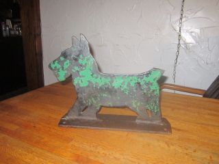 Rare Antique Cast Iron Black Scottie Dog Boot Scraper Doorstop Sculptur