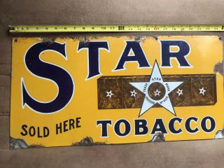 Vintage Star Tobacco Porcelain Advertising Sign 12 X 24