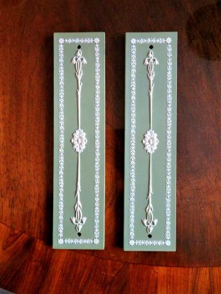 Vintage Wedgwood Rare Green Jasperware Door Plates Plaques Panels C1976