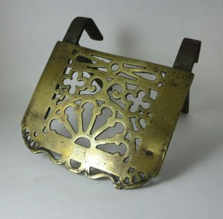 Antique English 19th C Small Brass & Wrought Iron Hanging Fireplace Trivet