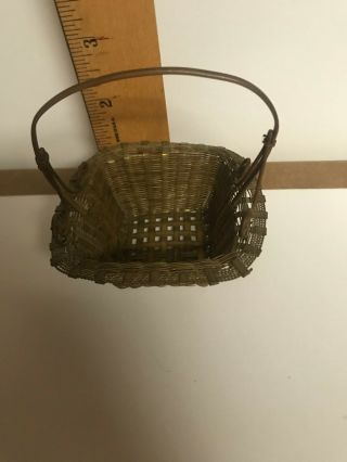 Vintage Antique Wire Mini Small Child Metal Wire Egg Basket Handmade Miniature