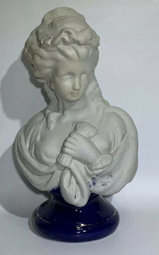 Antique Porcelain French Sevres Style Bisque Bust 10”