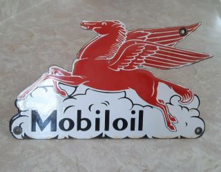 Vintage Mobiloil Lubricants Motor Oil Service Station Porcelain Sign