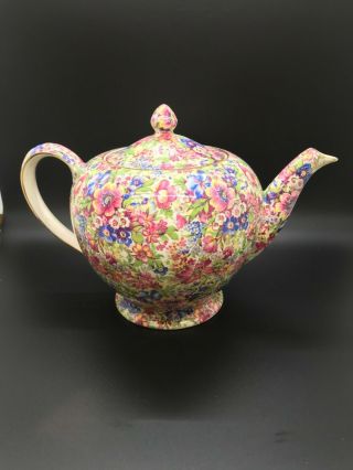 Vintage Royal Winton Grimwades Sunshine Chintz Albans Shape Teapot / Tea Pot