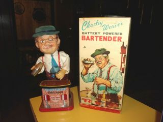 Rare Old Vintage Battery Operated Charlie Weaver W/box 1950 