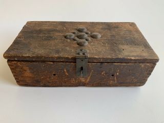 Vintage Antique Handmade Wood Wooden Treasure Box With Metal Accents