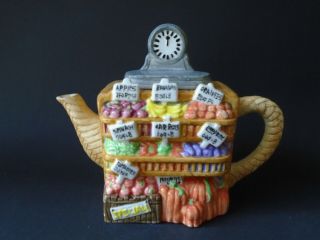 Vintage Teapot Produce Cart Stand Vegetables And Fruit