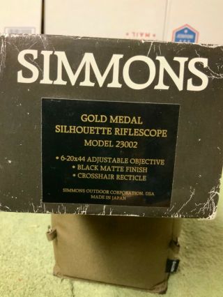Vintage Simmons Gold Medal 23002 6 - 20x44 Scope Made In Japan