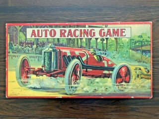 Antique Rare Vintage 1930 Auto Racing Game Board Game Milton Bradley