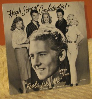 Jerry Lee Lewis 45 Rpm Sun Picture Sleeve: High School Confidential.  1958.  (vg)