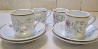 Set Of Four " Ginori " Demi - Tasse Cups & Saucers,  Italy