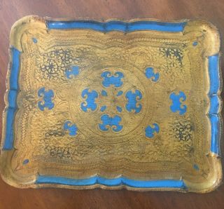 Large Vintage Florentine Made In Italy Gilded Tole Tray 18
