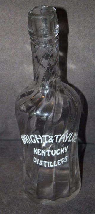 Vintage Advertising Whiskey Bottle Wright & Taylor Kentucky Distillers
