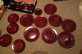 Antique Ruby Red Dinnerware 16 Piece Set Made In Glcoloc France