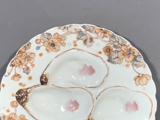 Antique FRENCH LIMOGES Old FLOWER Painting PORCELAIN Nautical OYSTER PLATE 3