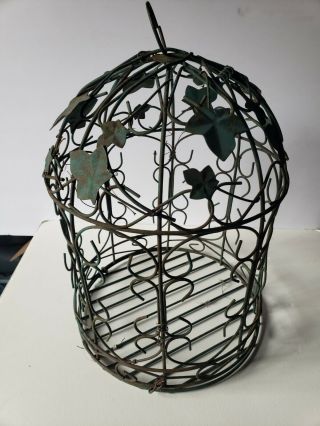 Vintage 14 " Tall Metal Round Bird Cage Planter.  Decorative Patina.  ☆chuckbooks☆