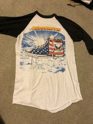 Rare Aerosmith Jersey Concert T - Shirt Tour 1980s Converse Vintage