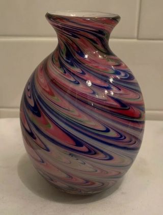 Antique Vintage Nailsea Cased Art Glass Paperweight 3 Color Vase Wow