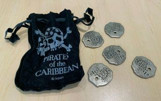 5 Vintage Disneyland Pirates Of The Caribbean Coins Doubloons Pirate No Markings
