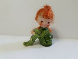 Vintage Japan Little Lady Posing Figurine Red Hair