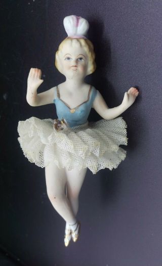 Antique Dresden Germany Lace Porcelain Ballerina Circus Figurine Doll