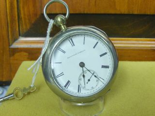 Serviced 18s 11j Elgin Key Wind Pocket Watch W/key 1873