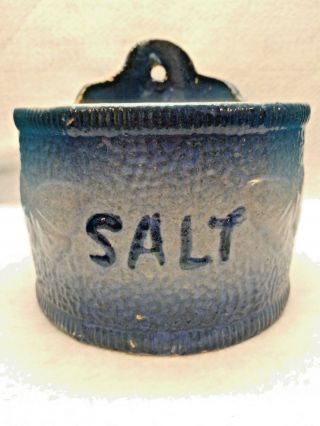 Salt Crock - Antique/vintage Pottery Cobalt Blue And White Salt - Glazed Butterfly