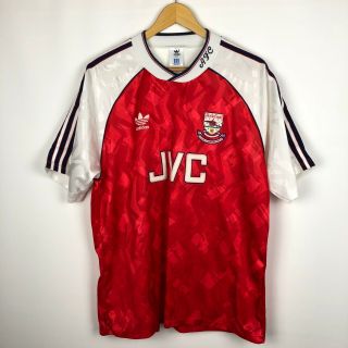 Vintage Arsenal 1990 1991 Home Football Shirt Soccer Jersey Adidas Jvc Sz 42 - 44
