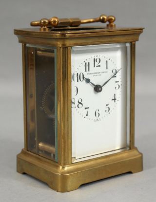 19thc Antique Smith Patterson Boston Gold Gilt Bronze Carriage Clock,