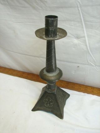 Vintage Punched Tin Candlestick Folk Art Decor Mexico Candle Stick Holder