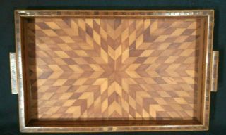 Vintage Early 20th Century Hand Made Marquetry Inlaid Serving Tray